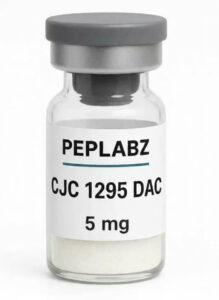 Peplabz CJC 1295 DAC 5mg peptide vial with a grey cap on a white background