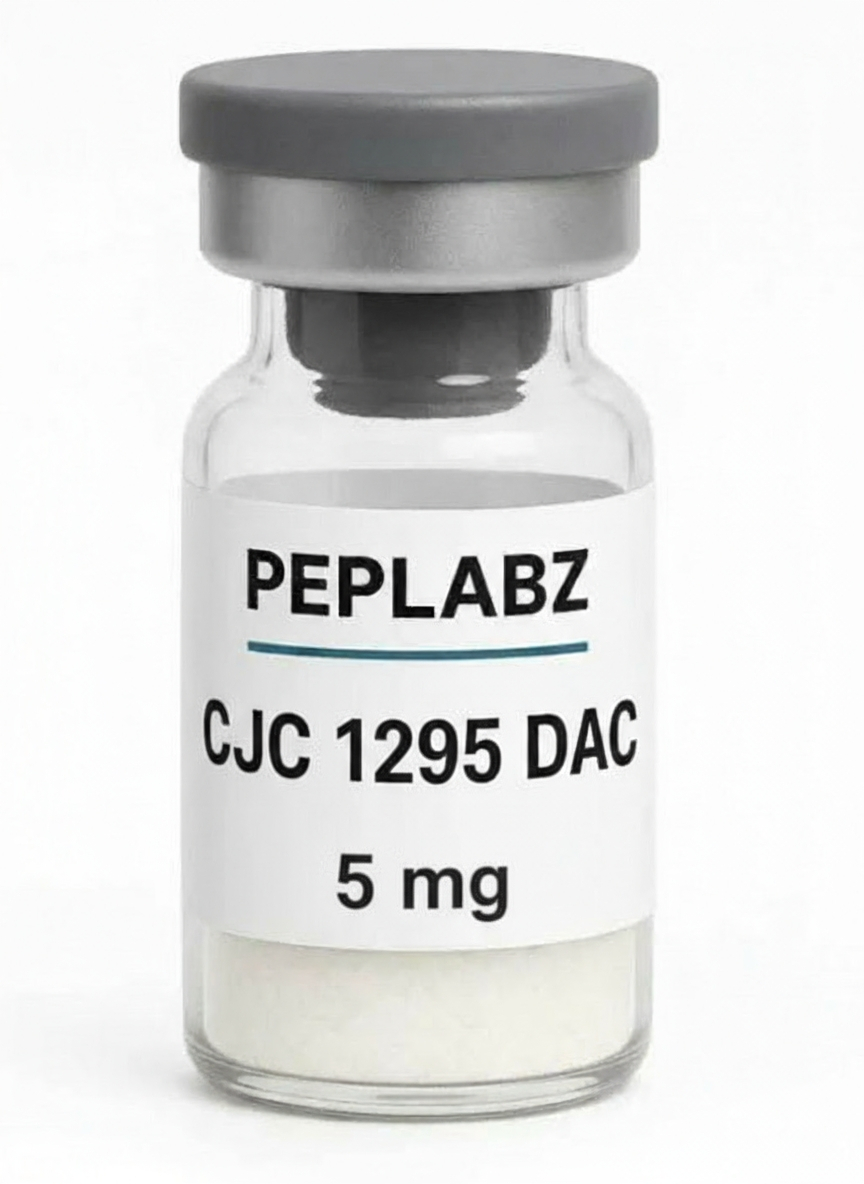 Peplabz CJC 1295 DAC 5mg peptide vial with a grey cap on a white background
