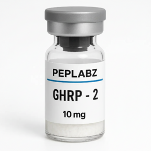 Peplabz GHRP-2 10mg peptide vial with a grey cap on a white background