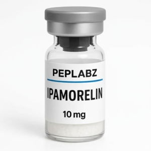 Peplabz Ipamorelin 10mg peptide vial with a grey cap on a white background
